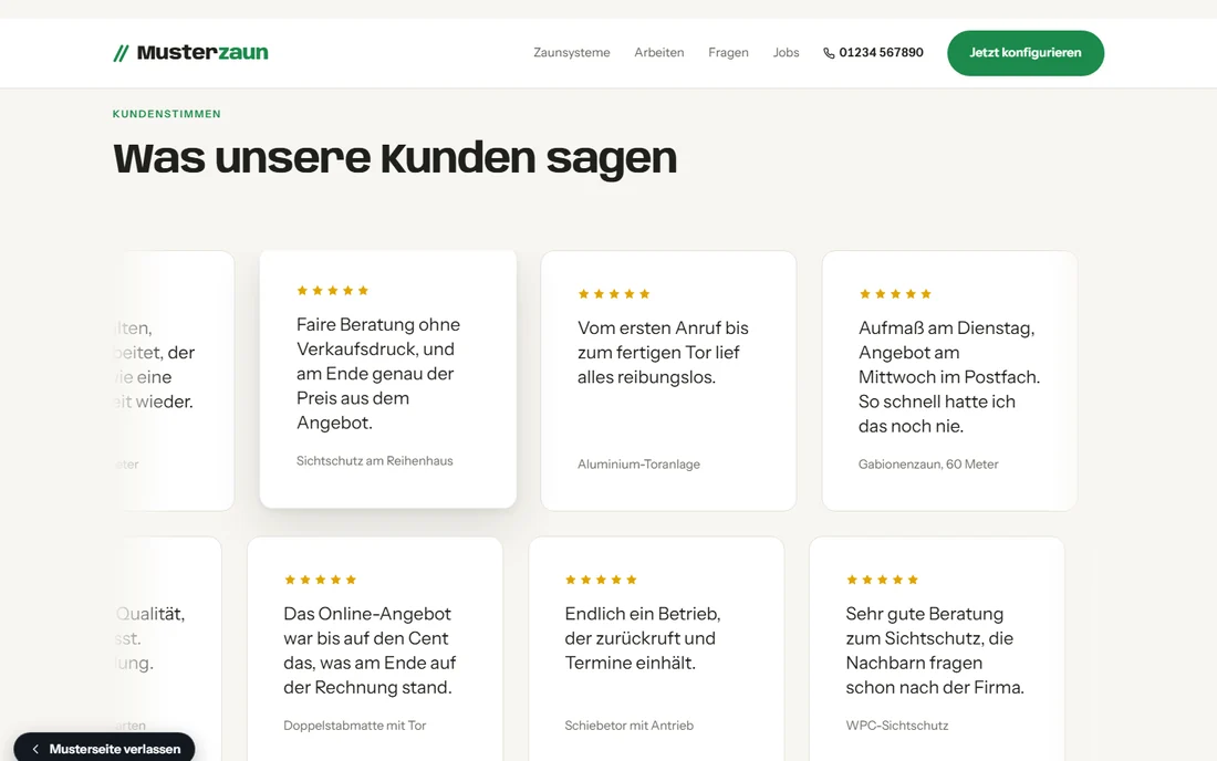 Musterseite: Kundenstimmen
