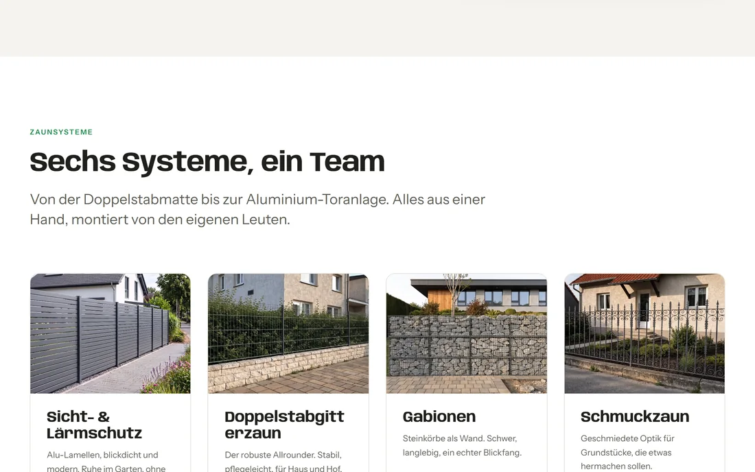 Musterseite: Übersicht der Zaunsysteme